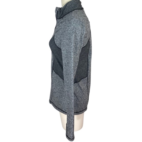Athleta Pull Over Half Zip Womens Size S Olompali Gray Thumbholes Heathered Top - Picture 2 of 14